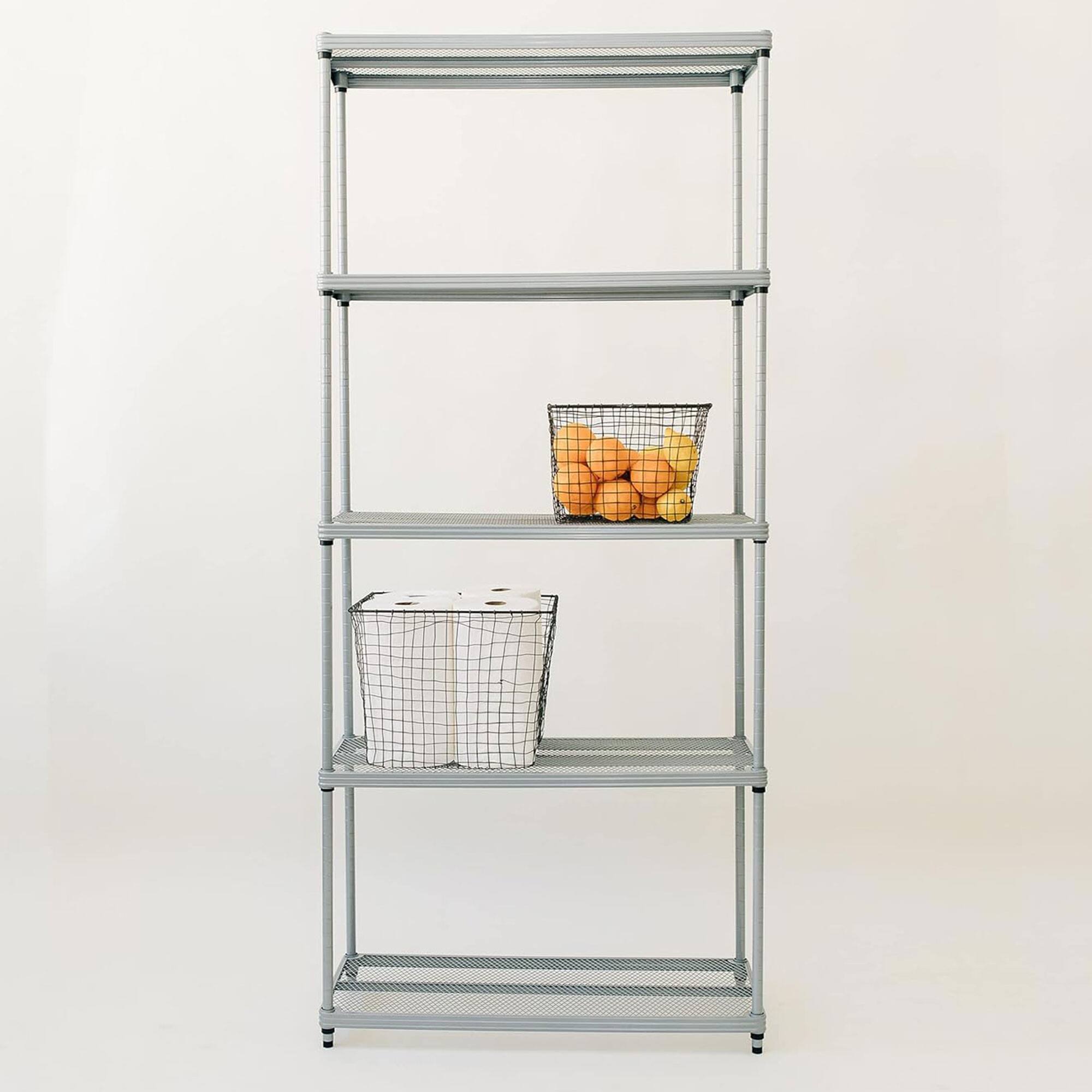 Alt View 4. Design Ideas - Design Ideas MeshWorks 5 Tier Metal Storage Shelving Unit Rack Bookshelf, Silver - Silver.
