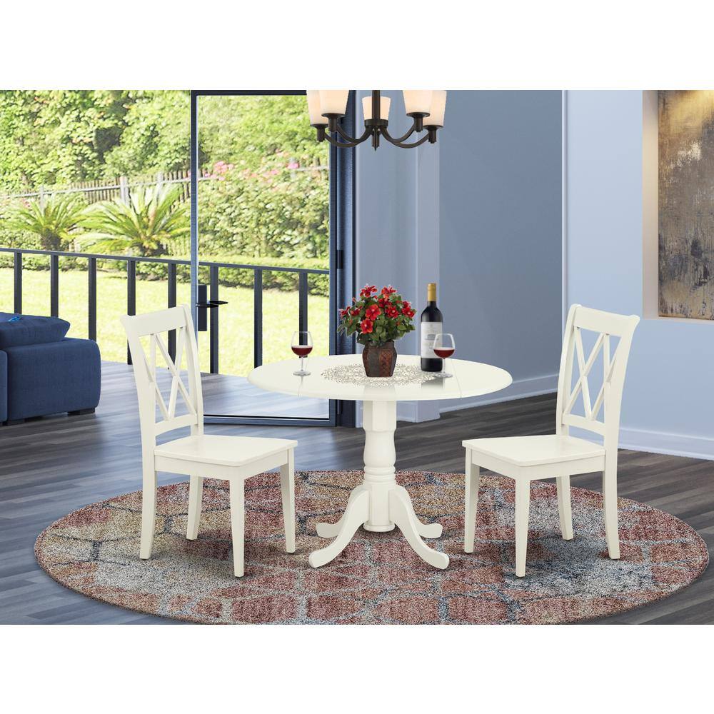 Left. East West Furniture - Dining Room Set Linen White - Brown.
