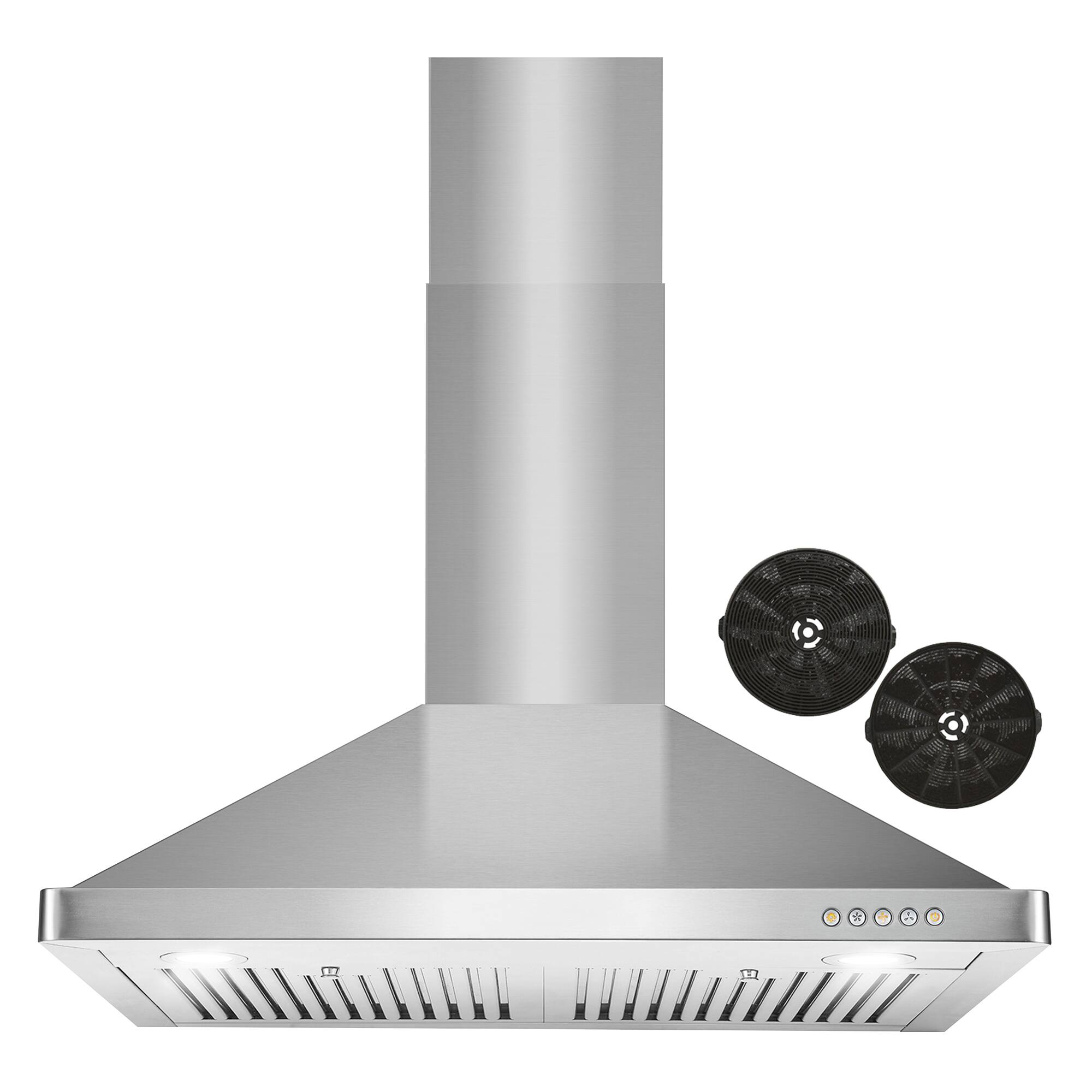 Front. COSMO - 30 in. Vista Collection 380 CFM Ductless Wall Mount Range Hood, Button Controls, LED Lights - Stainless Steel.