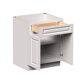 Boyel Living - 27-in W x 34.5-in H x 24-in D Shaker RTA Kitchen Base Cabinet with Soft-Close - Glacier White