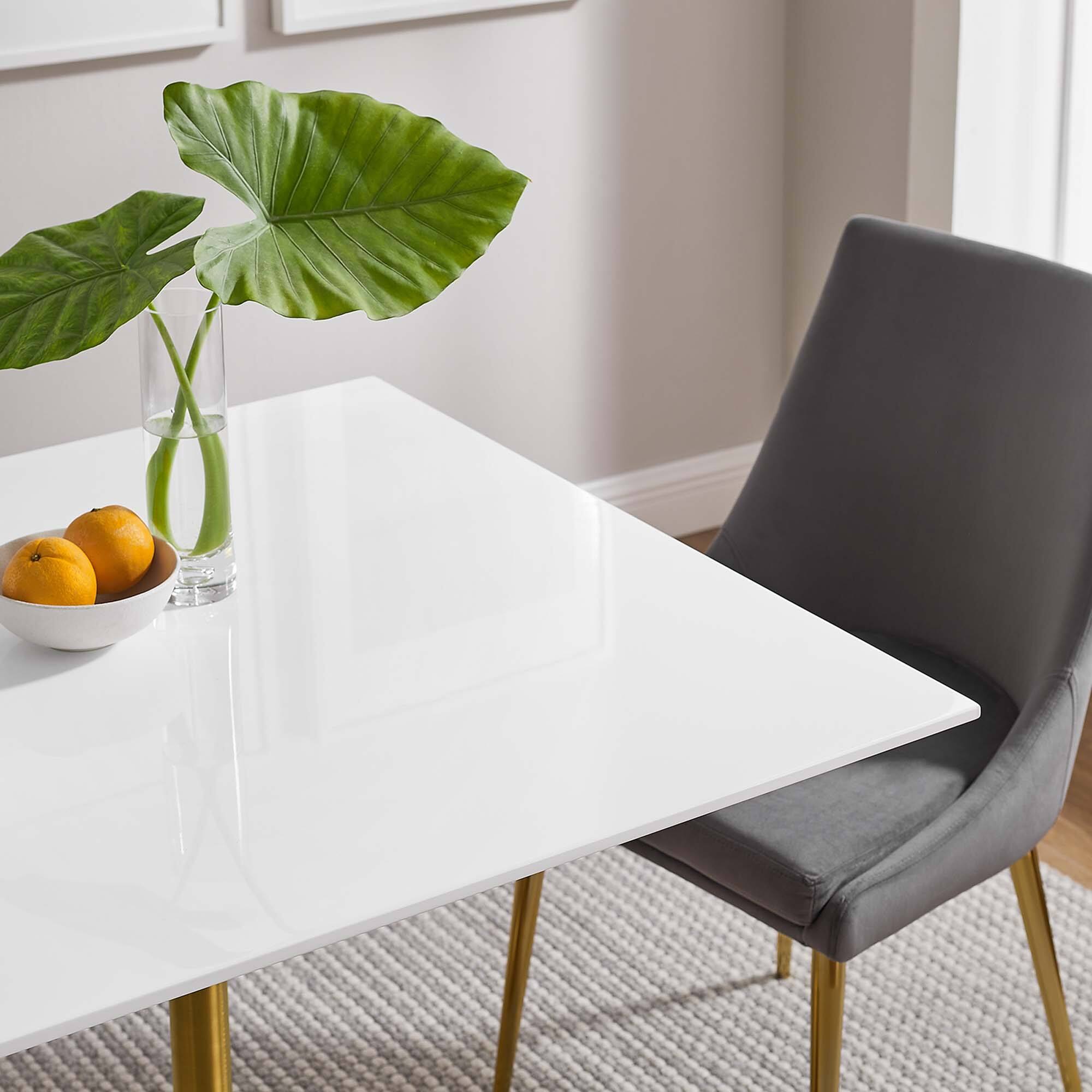 Alt View 1. Modway - Lippa Square Wood Dining Table - Gold White.