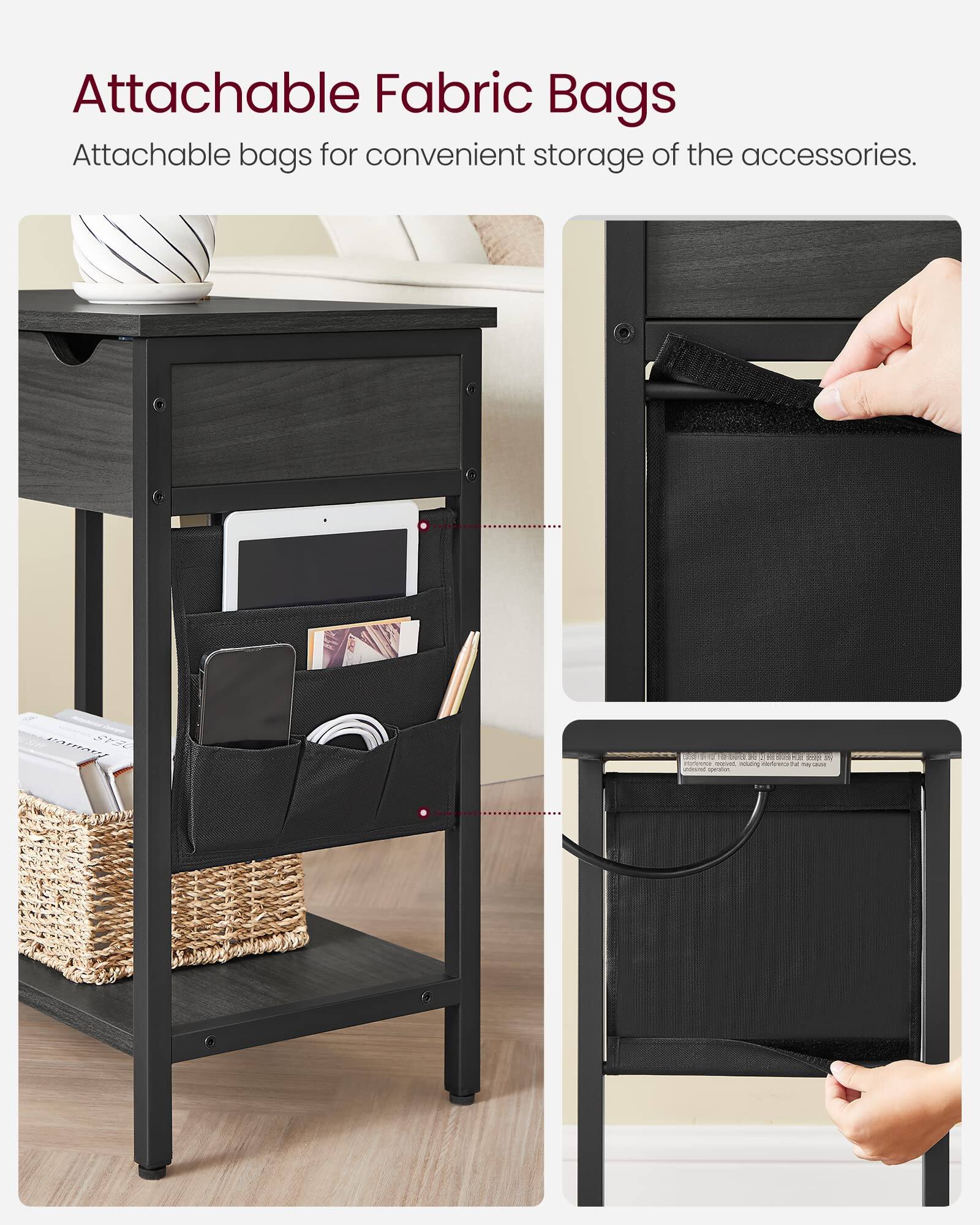 Attachable Fabric Bags  
Attachable bags for convenient storage of the accessories.