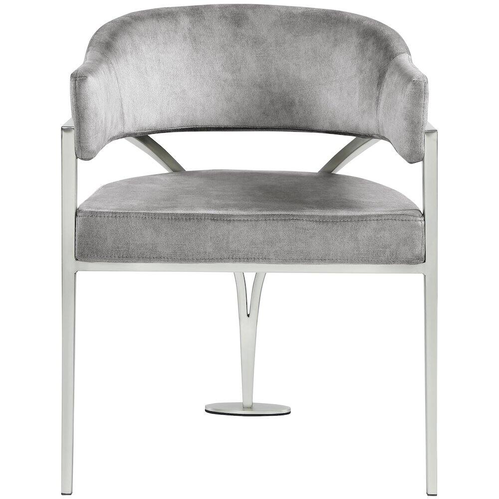 Alt View 2. Meridian Furniture - Madelyn Grey Velvet Dining Chair, Set of 2 - Grey.