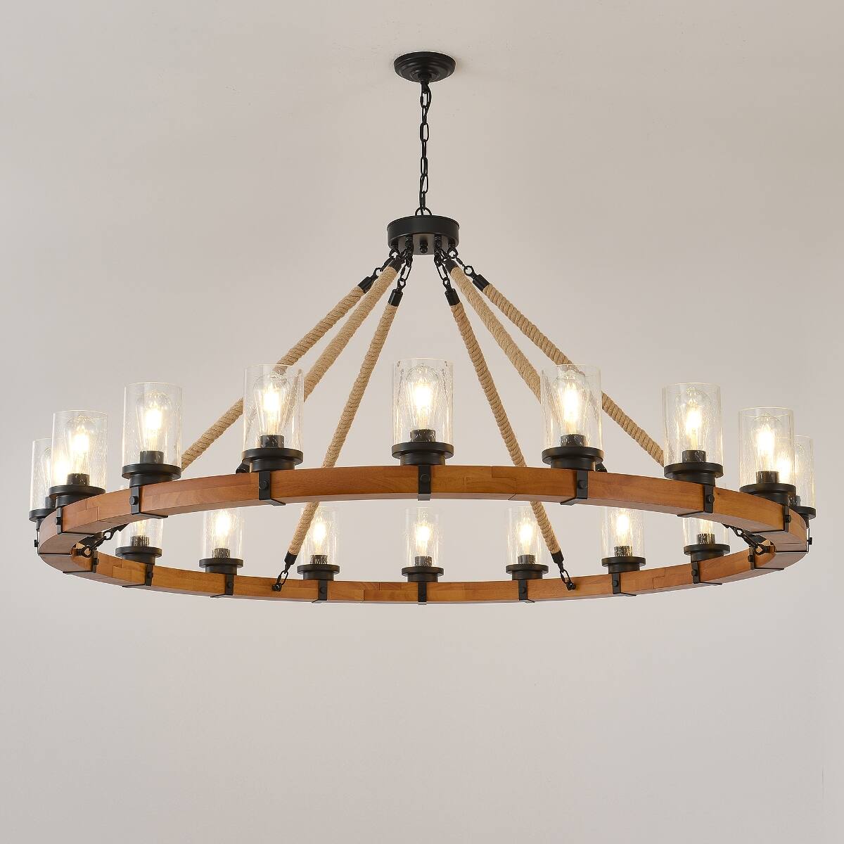 Loheer 18 Light Wagon Wheel Chandelier, Rustic Farmhouse Pendant with ...