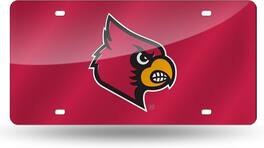 Rico Industries - University of Louisville Cardinals Red Mirrored Laser Cut License Plate Laser Tag - Multi