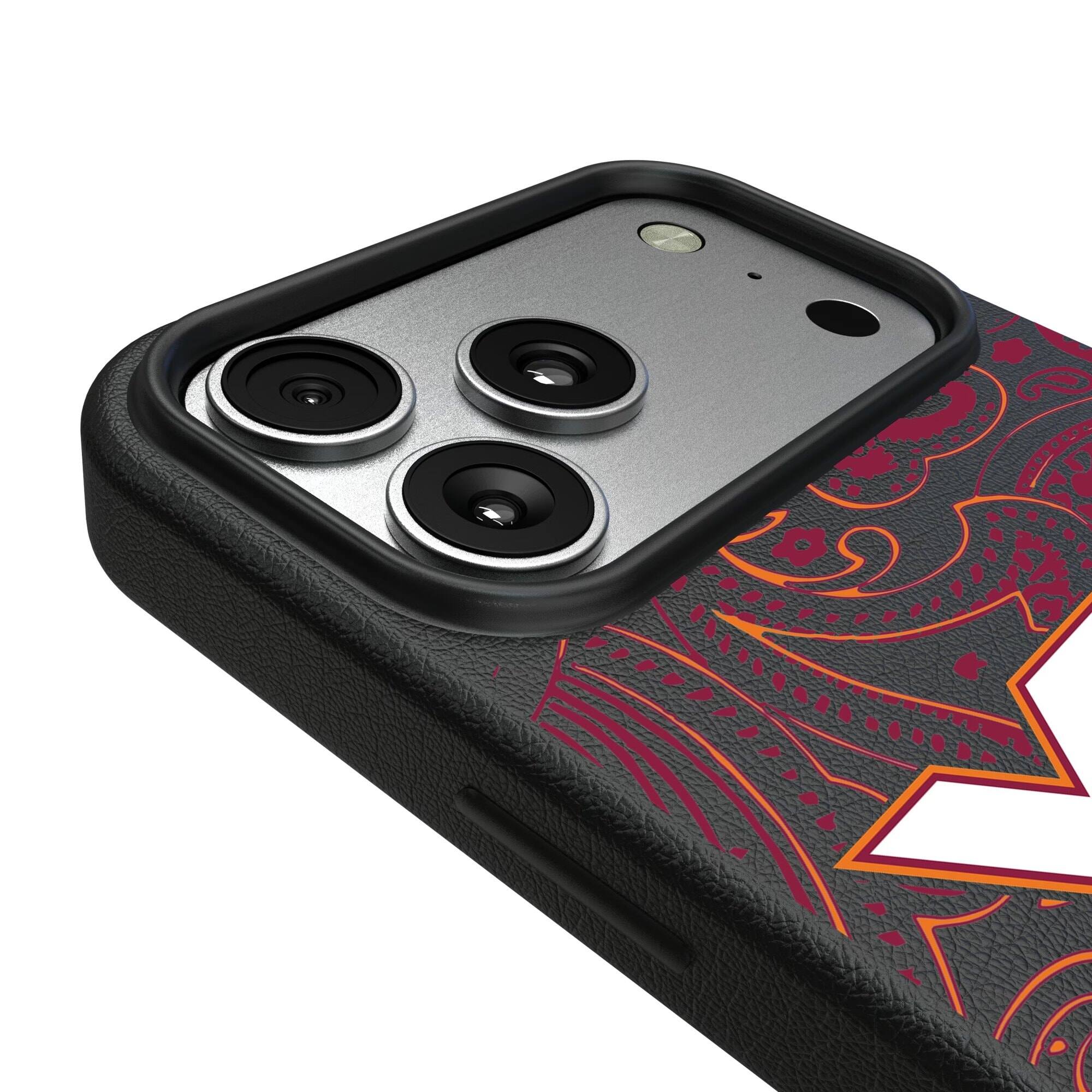 Alt View 2. Keyscaper - Virginia Tech Hokies Paisley iPhone Magnetic Bump Case - 16 Pro - Black.