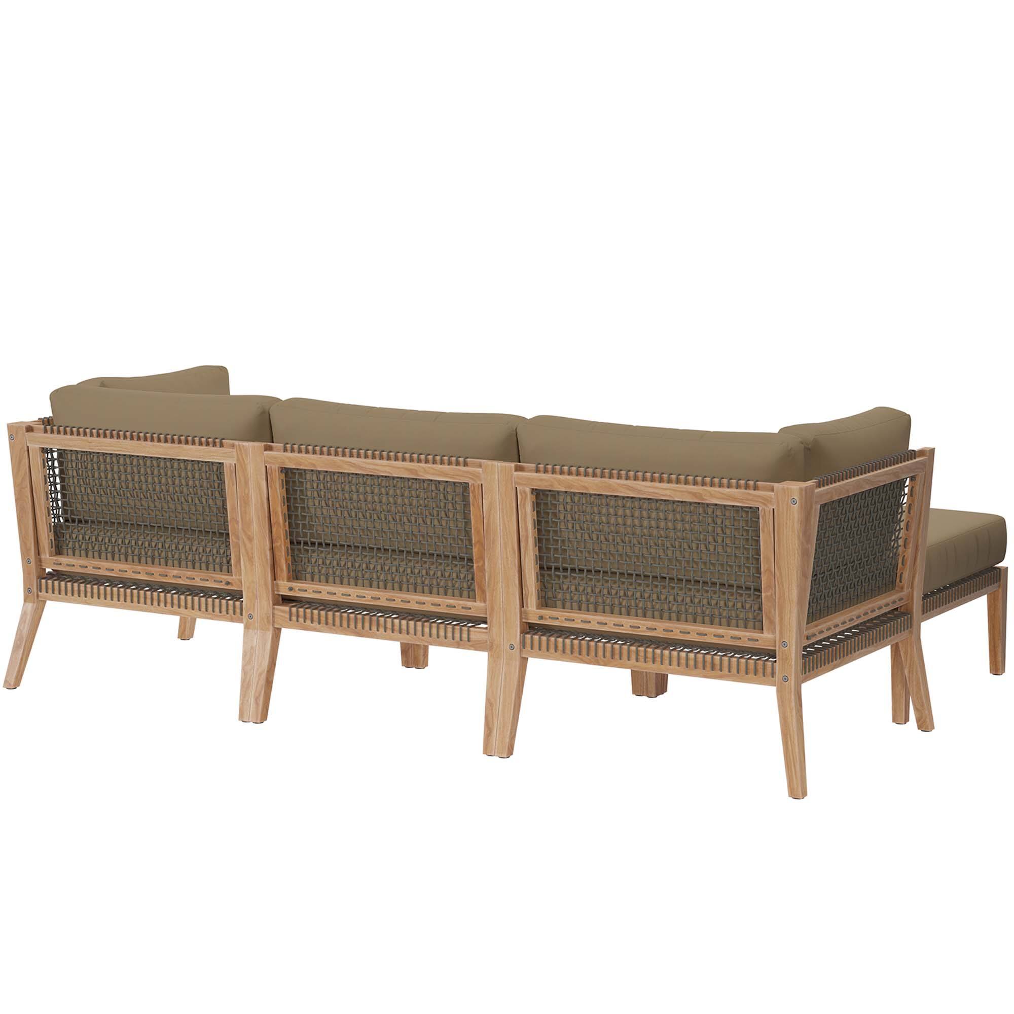 Left. Modway - Clearwater 4-Piece Outdoor Patio Teak Wood Sectional Sofa - Gray Light Brown.