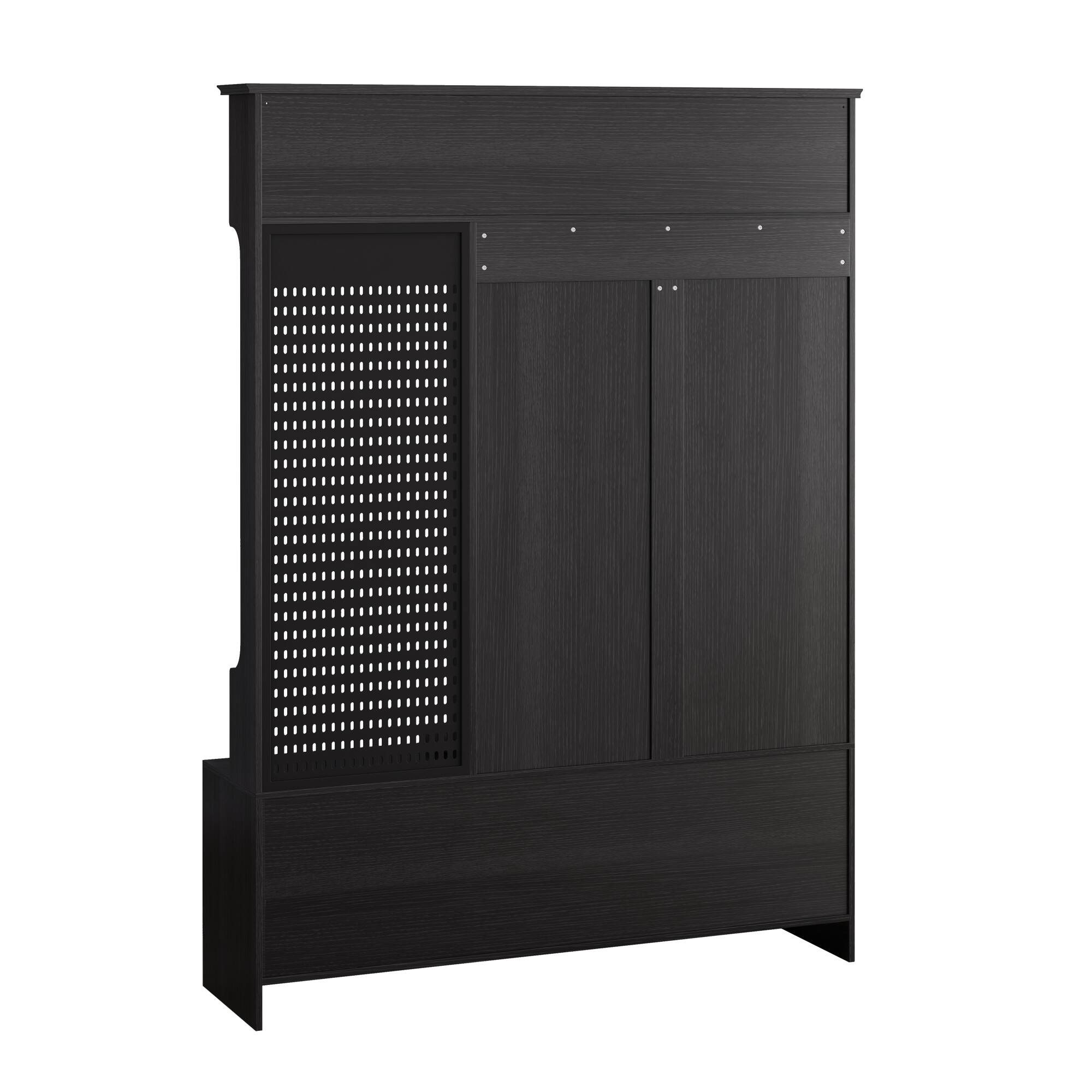 Alt View 8. GOODSILO - Multifunctional Entryway Storage Bench with Coat Rack, Shelves, and Customizable Pegboard for Organized Home Entry - Black.