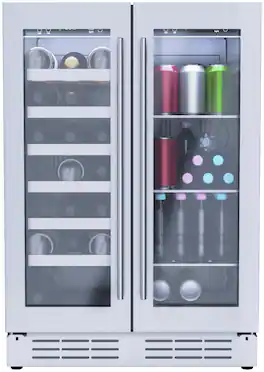 Elica - Riserva 24 in. 4.8 Cu. Ft. Built-In French Door Beverage and Wine Center - Stainless Steel