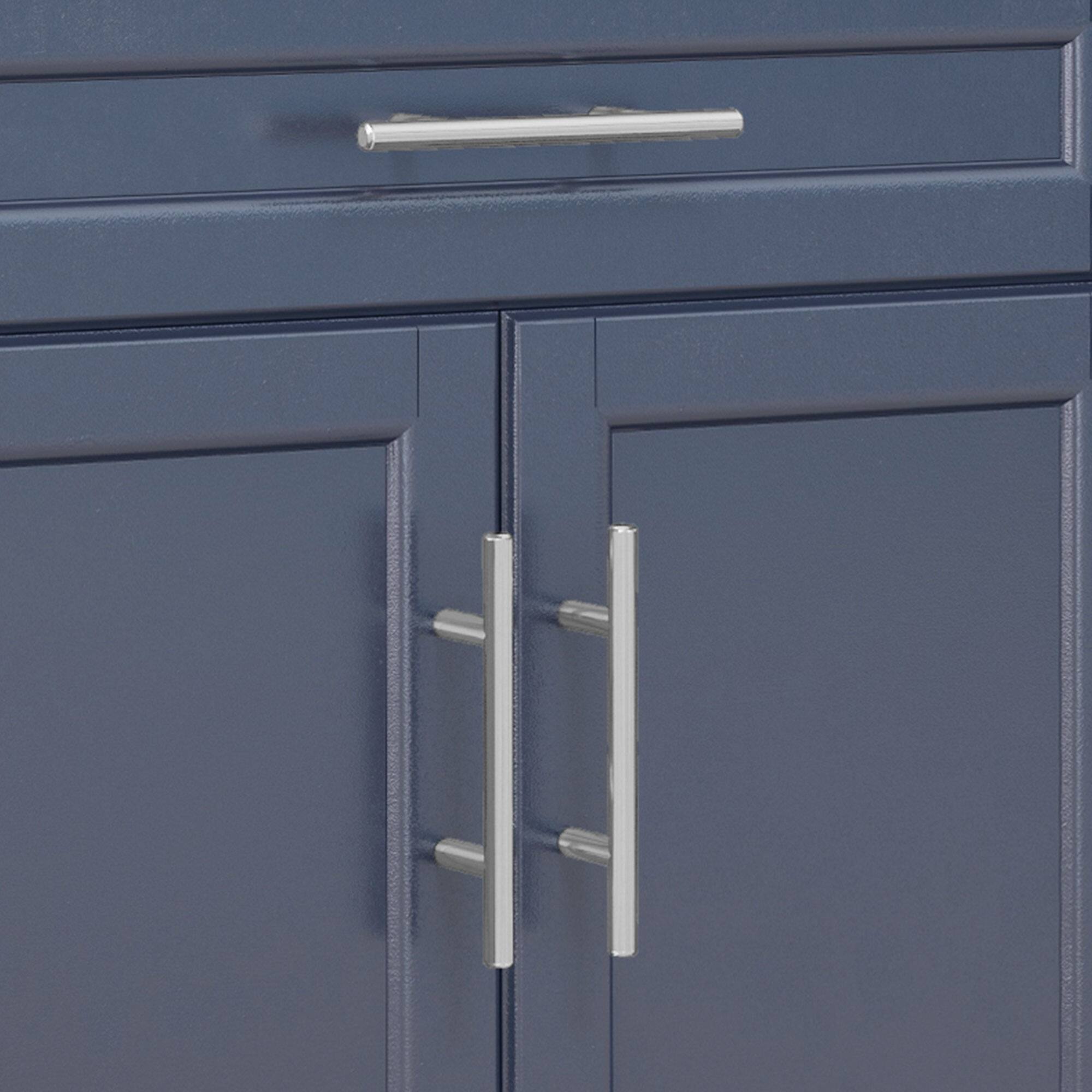 Alt View 7. Homcom - Kitchen Island on Wheels, Rolling Kitchen Cart with Stainless Steel Countertop, Drawer, Towel Rack and Spice Rack - Deep Blue.