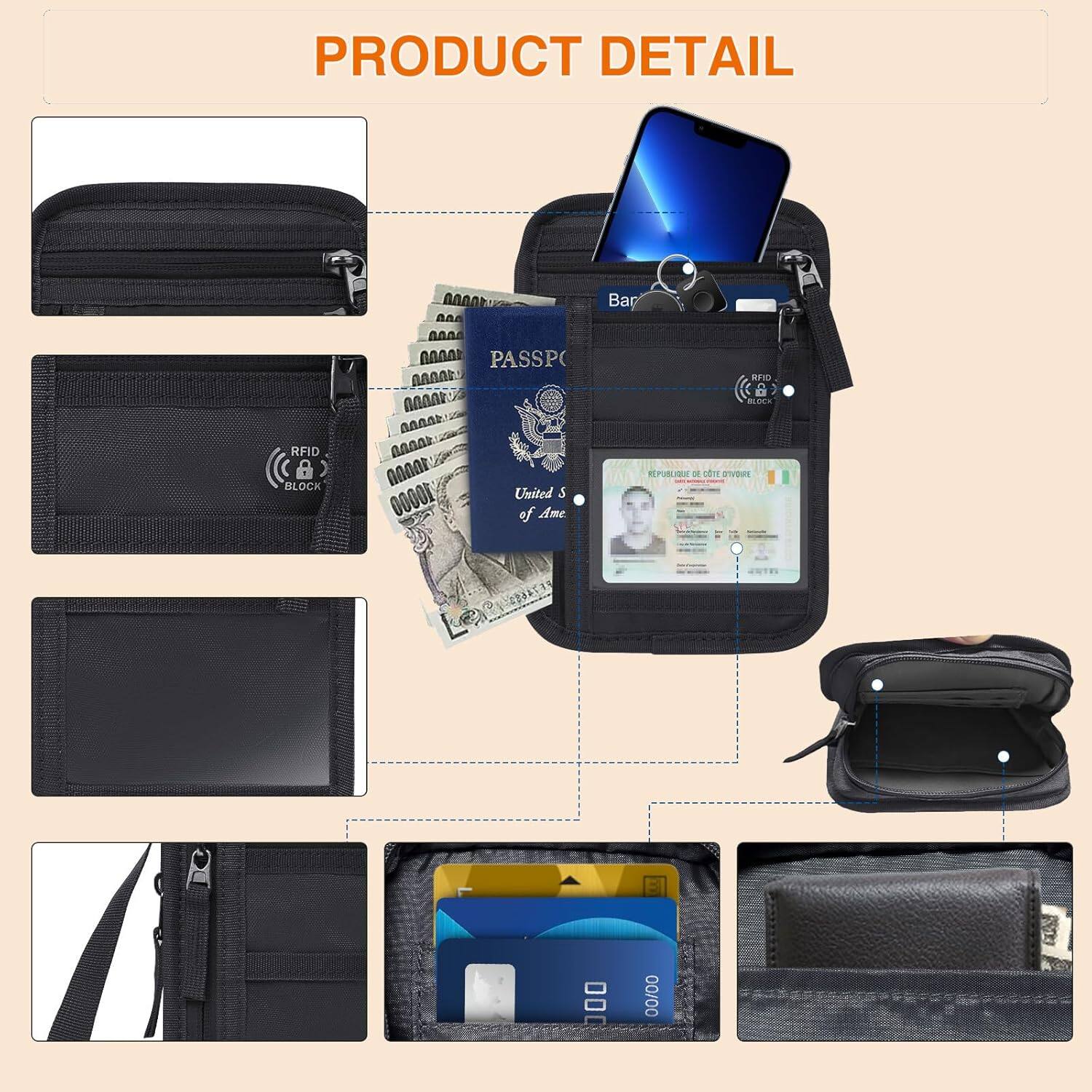 PRODUCT DETAIL

- RFID BLOCK
- United States of America
- Passport
- Banknotes
- Credit Card
- ID Card
- RFID BLOCK
- 0000