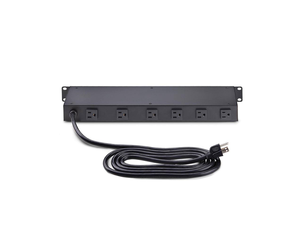 Alt View 1. Startech - StarTech 8-Outlet 1U Rack Mount PDU w/Surge Protector, 125V/15A, 8ft Cord, TAA - 8NM8-RACK-MOUNT-PDU - Black.