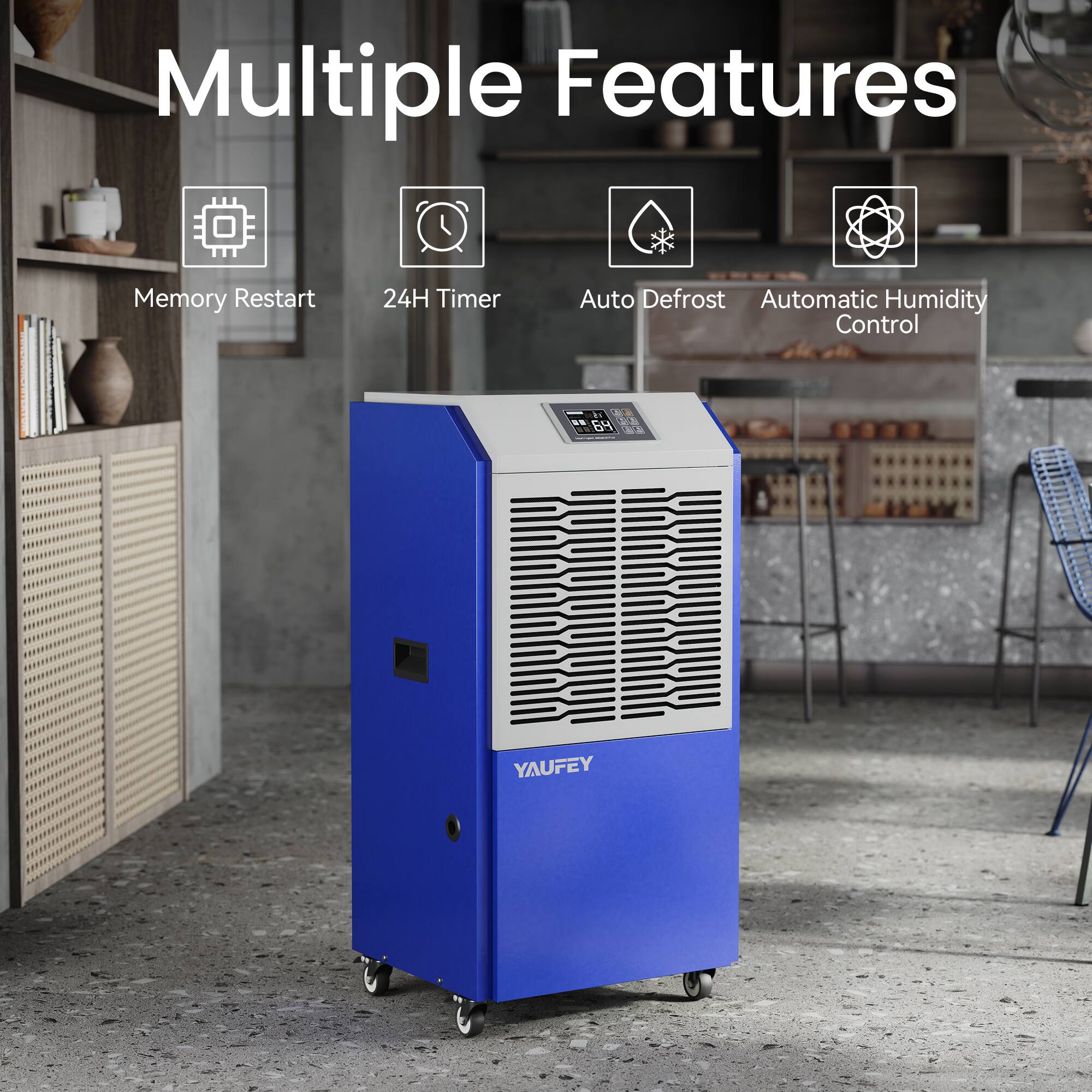 Multiple Features  
Memory Restart  
24H Timer  
Auto Defrost  
Automatic Humidity Control  

D 64  
YAUFEY