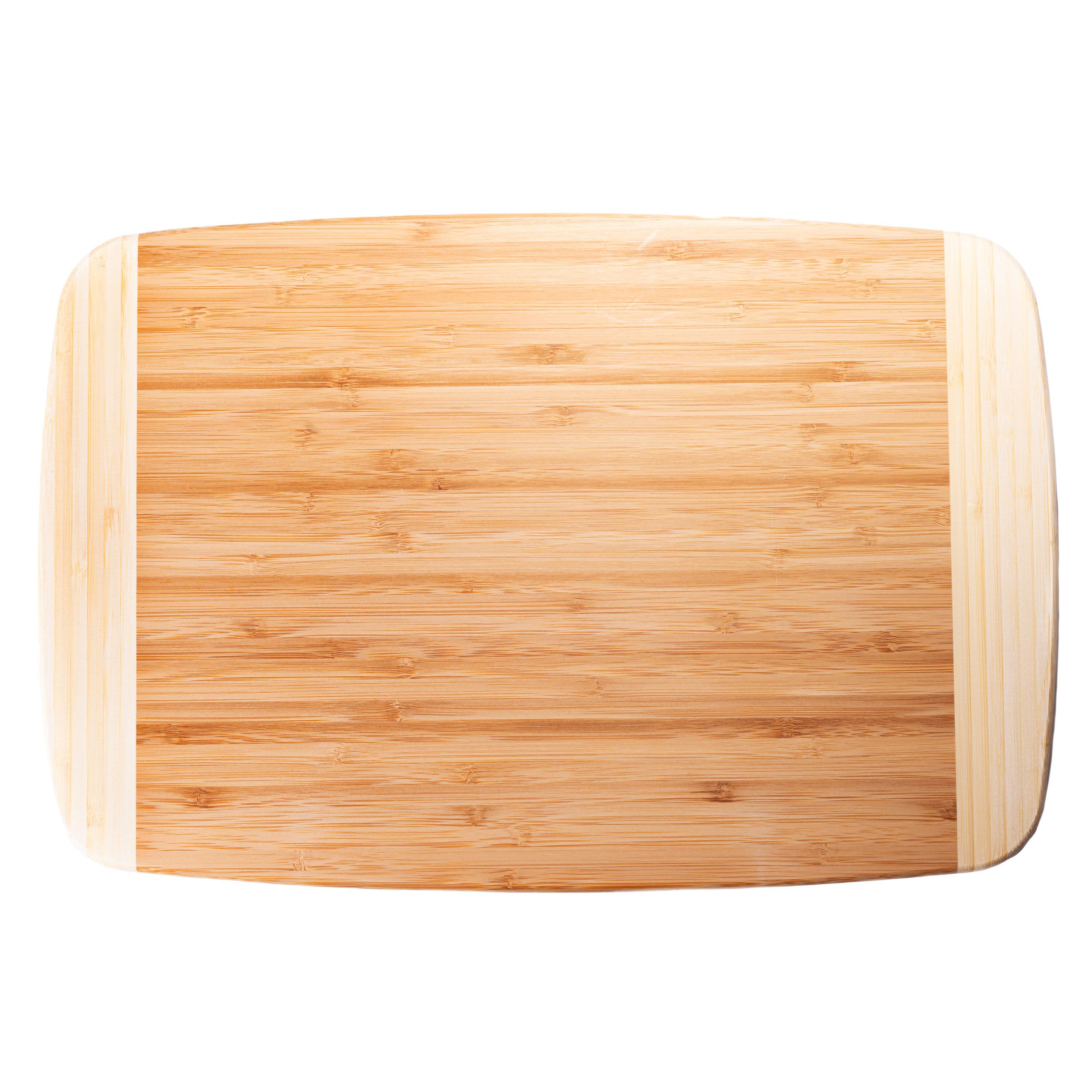 Left. Escali - Joyce Chen Extra Large Burnished Bamboo Cutting Board, 12x18-Inch - Natural.