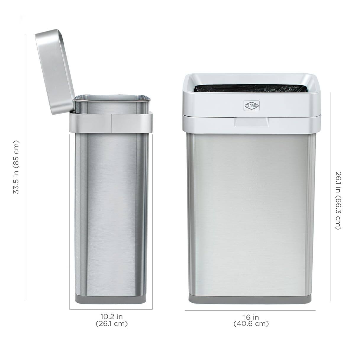 CLOROX

33.5 in (85 cm)
26.1 in (66.3 cm)
10.2 in (26.1 cm)
16 in (40.6 cm)