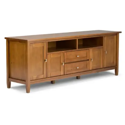 Simpli Home - Warm Shaker SOLID WOOD 72 inch TV Media Stand in Light Golden Brown For TVs up to 80 inches - Light Golden Brown