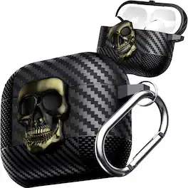 Dteck - Skull Lock For Airpods Pro 3rd Gen (2025) Shockproof Rugged Protective Case with Keychain - Copper