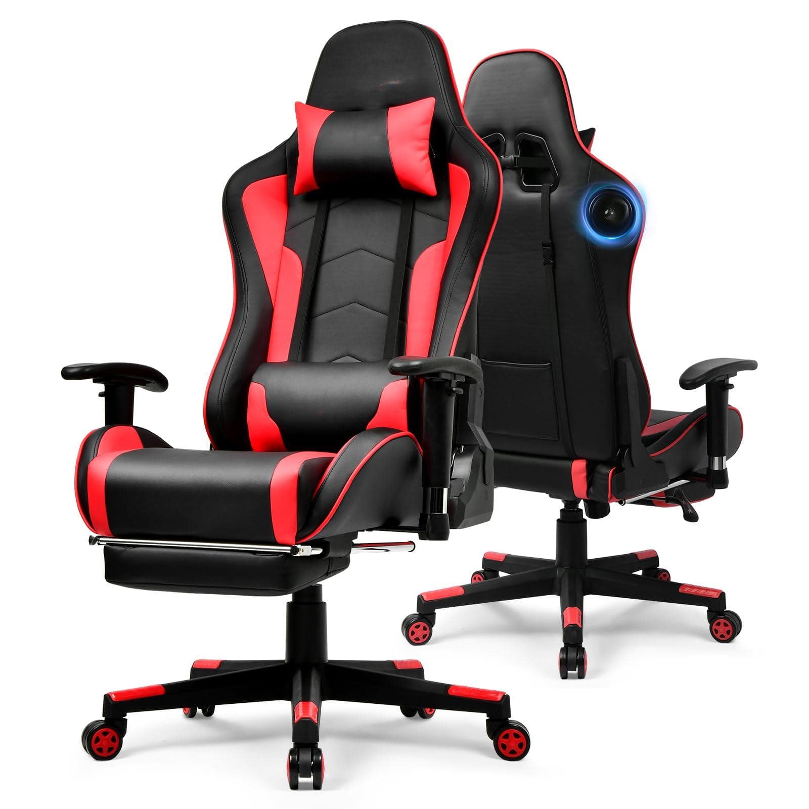 Hirose Alice - GTPLAYER Gaming Chair with Bluetooth Speakers, Adjustable Backrest and Height, 3D Armrests, Footrest, Ergon - Red