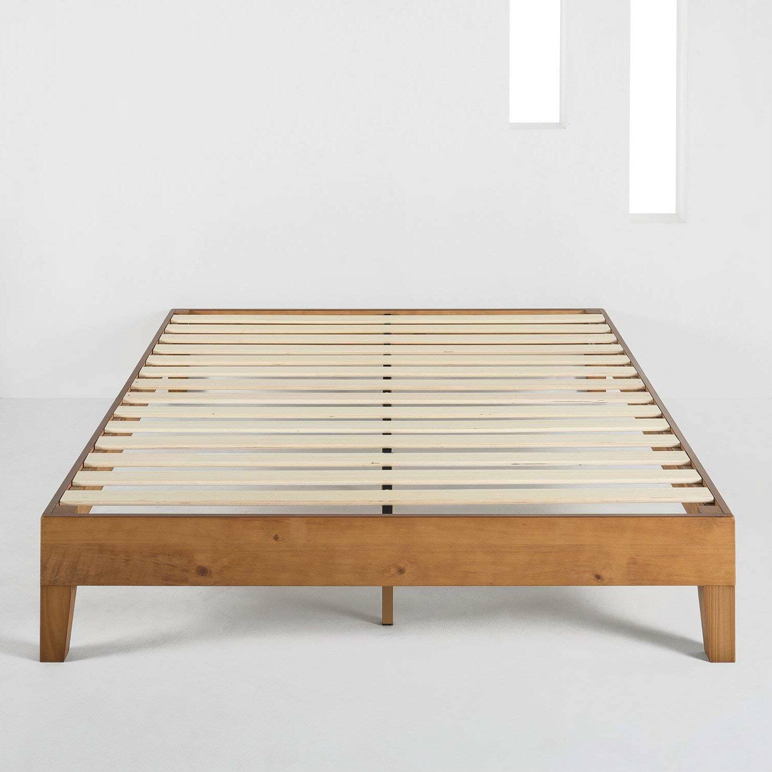 Left. Hivvago - Hivvago Full size Mid-Century Modern Solid Wood Platform Bed Frame - Natural.