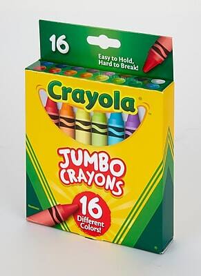 16 Easy to Hold, Hard to Break!  
Crayola JUMBO CRAYONS  
16 Different Colors!