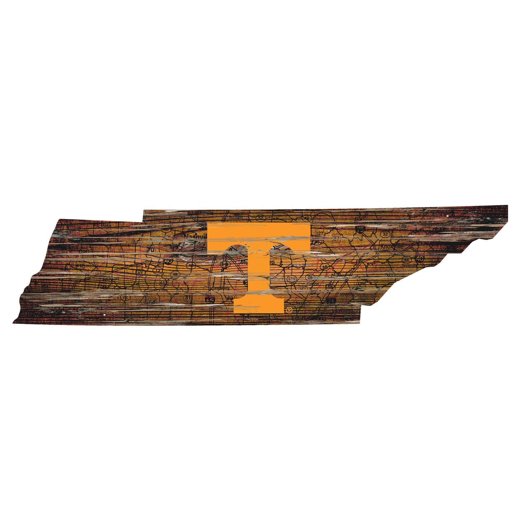 Tennessee Volunteers 23.5" x 23.5" Distressed State with Logo Sign
