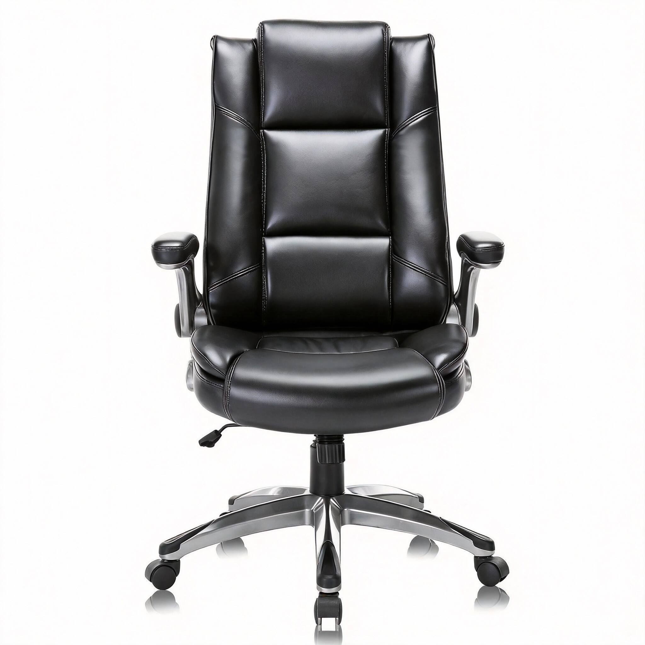 Front. CovertSafe - Executive Leather Office Chair High Back Flip-up Arms Tilt Lock Swivel - Black, 300 lbs.