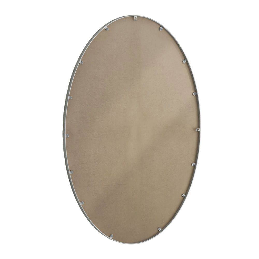 Alt View 4. Kadyn - Iron Art Oval Retro Mirror with Vintage Effect, Stylish Decorative Wall Mirror for Home Living Room, Silver.