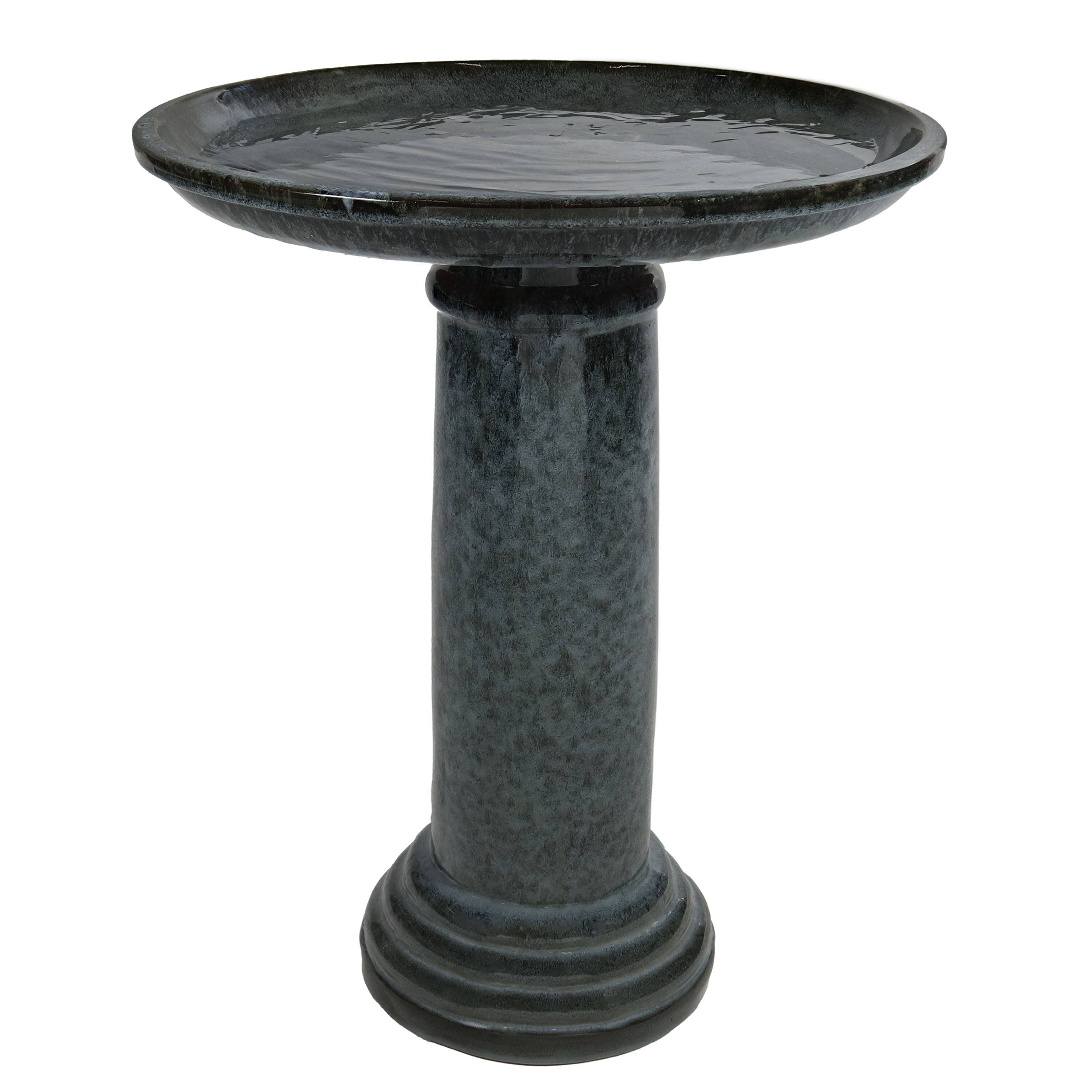 Alt View 3. Sunnydaze - Toulon Black Mist Ceramic Bird Bath - 24.5" H - Black.