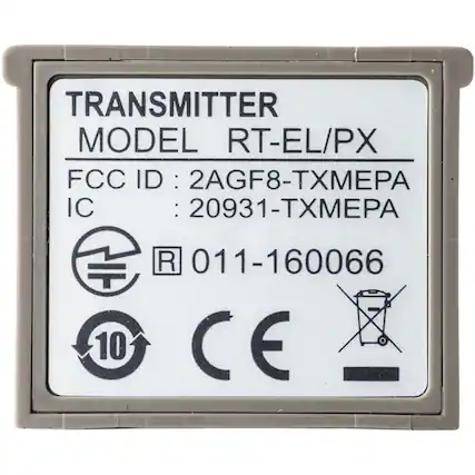 TRANSMITTER
MODEL RT-EL/PX
FCC ID: 2AGF8-TXMEPA
IC: 20931-TXMEPA
R 011-160066
10
CE