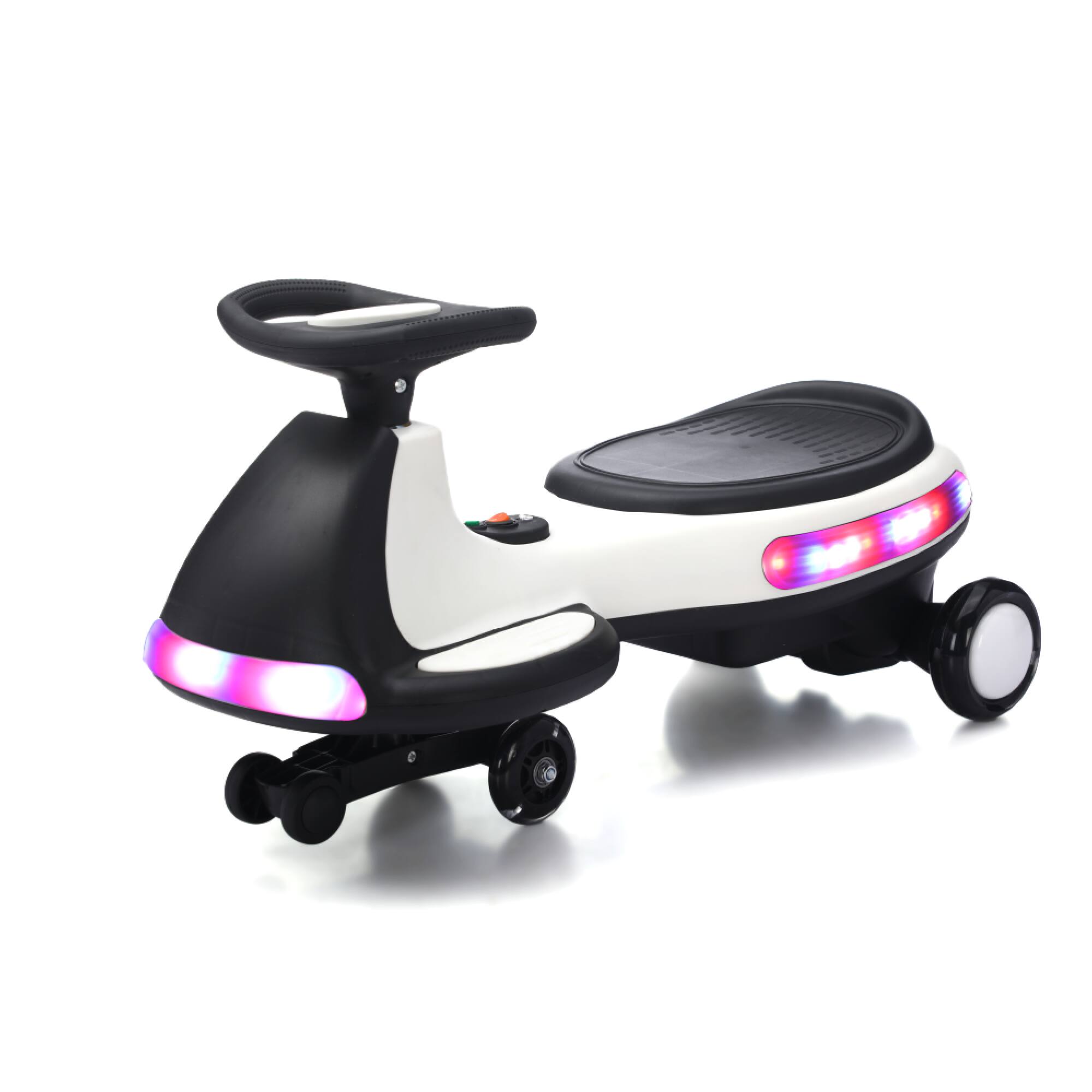 Angle. ELEMENT ACE - Electric Ride-On Wiggle Car for Kids with LED Lights and Music, Suitable for Indoor Ages 3 and Up - White+Black.