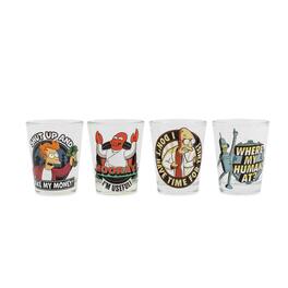 Silver Buffalo - Futurama Character Quotes 4-Piece Shot Glass Set | Each Holds 2 Ounces - Clear