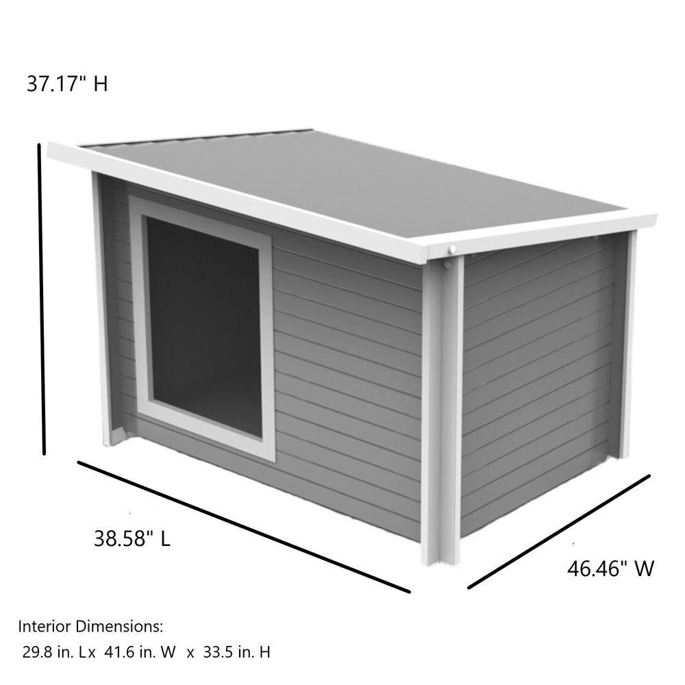 37.17" H  
38.58" L  
46.46" W  

Interior Dimensions:  
29.8 in. L x 41.6 in. W x 33.5 in. H