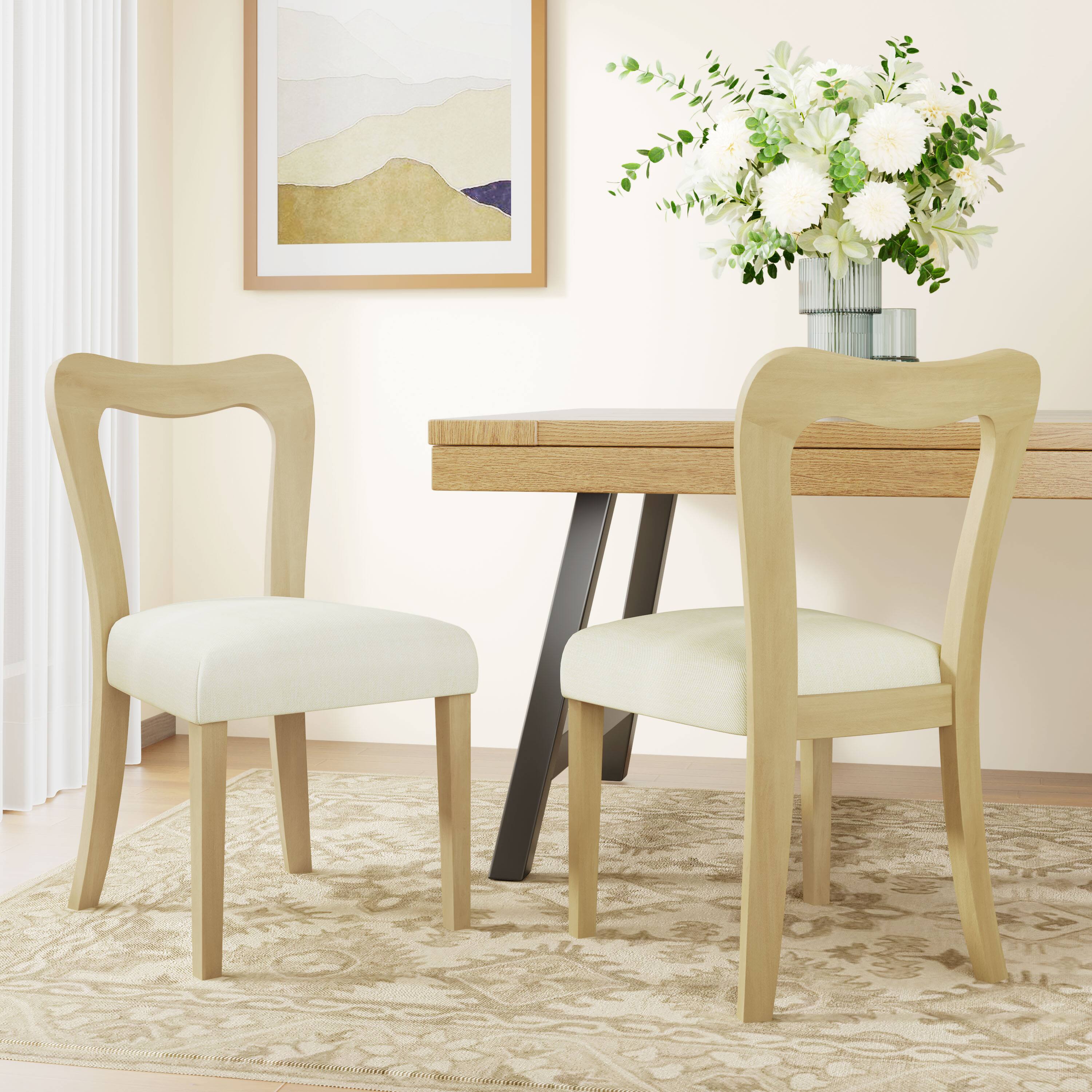 Front. TinyHomie - Dining Chair Without Armlight ash beige Set of 2 - Beige and Natural Ash.