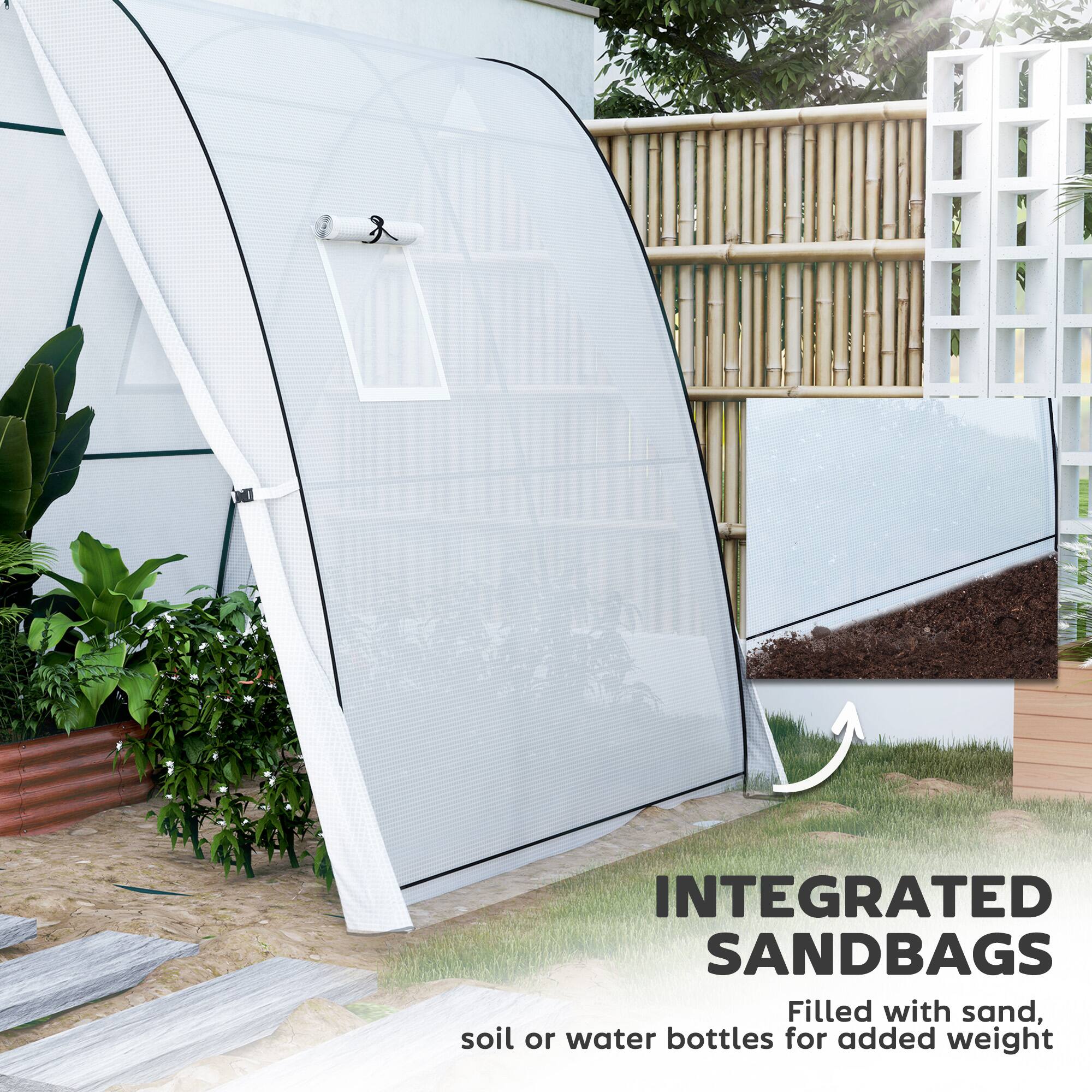 INTEGRATED SANDBAGS
Filled with sand, soil or water bottles for added weight