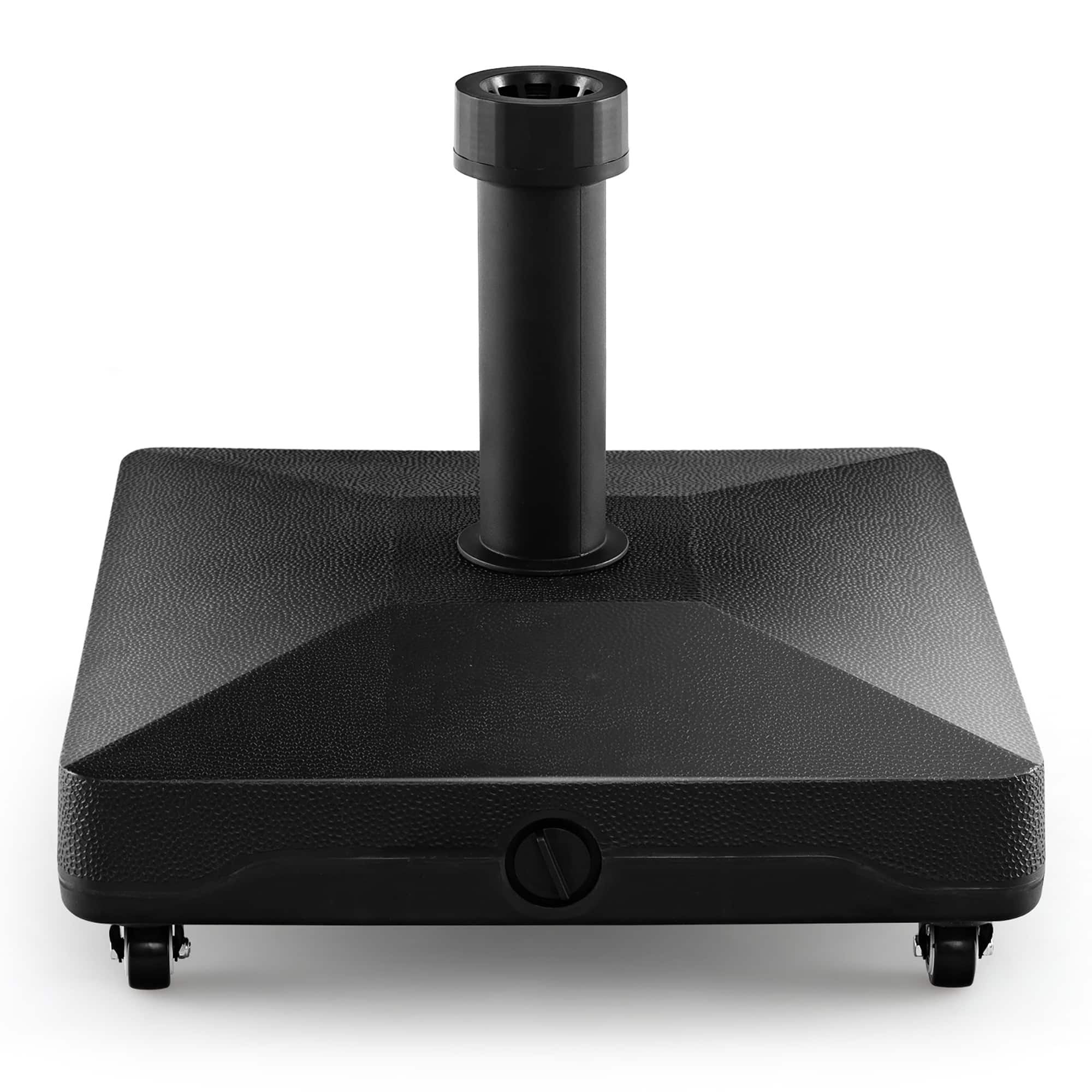 Gymax - Patio Umbrella Base w/ 4 Universal Wheels 2 Receivers Square Pole Stand Outdoor - Black
