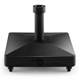 Gymax - Patio Umbrella Base w/ 4 Universal Wheels 2 Receivers Square Pole Stand Outdoor - Black