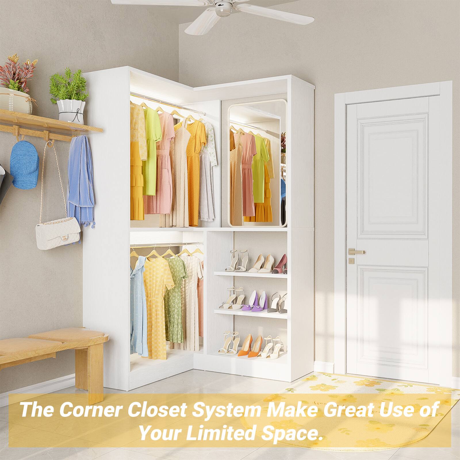 The Corner Closet System Makes Great Use of Your Limited Space.