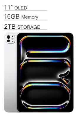 Apple - 11-inch iPad Pro M4 chip Built for Apple Intelligence Wi-Fi 2TB with OLED - Silver