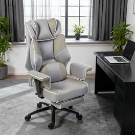 Dowinx - XL Office Chair Big & Tall with Heated Massage Lumbar Support, Reclining Gaming Chair with Padded Cushion & Backrest - Gray