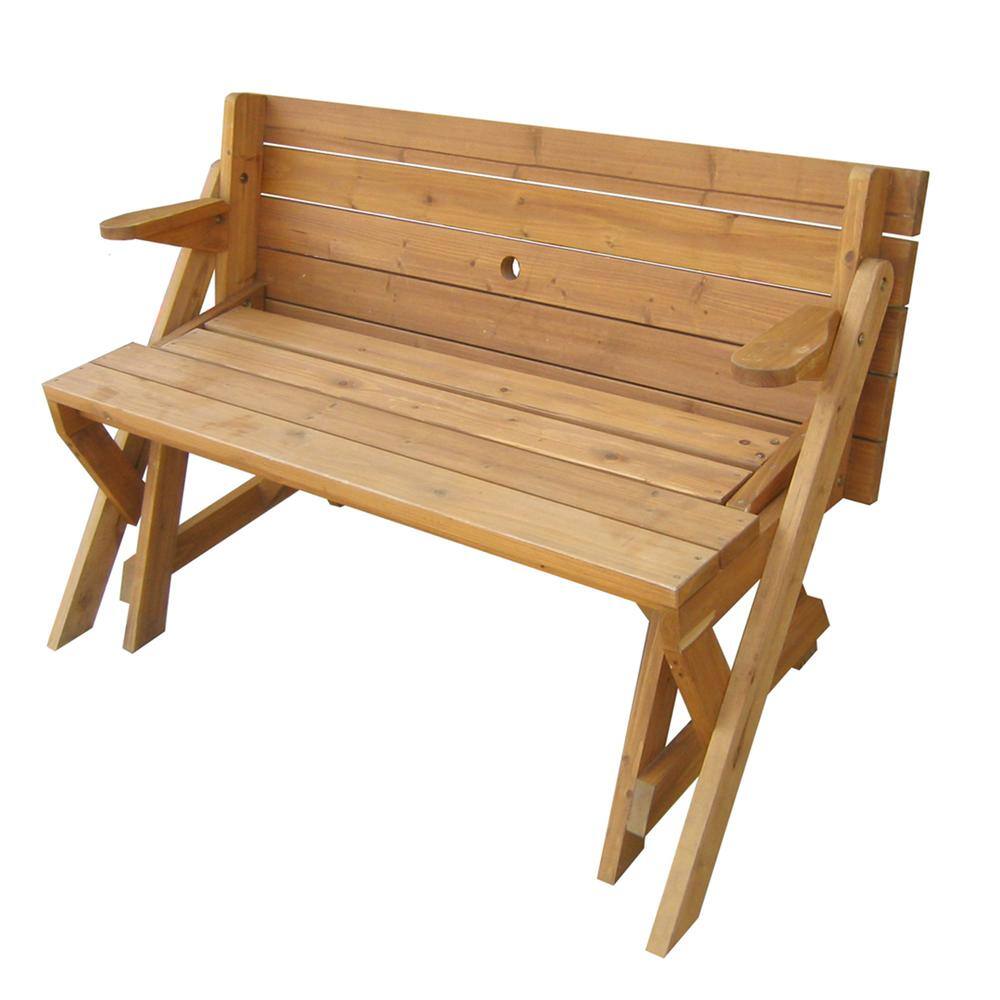 Alt View 1. Northbeam - Interchangeable Picnic Table / Garden Bench - Brown.