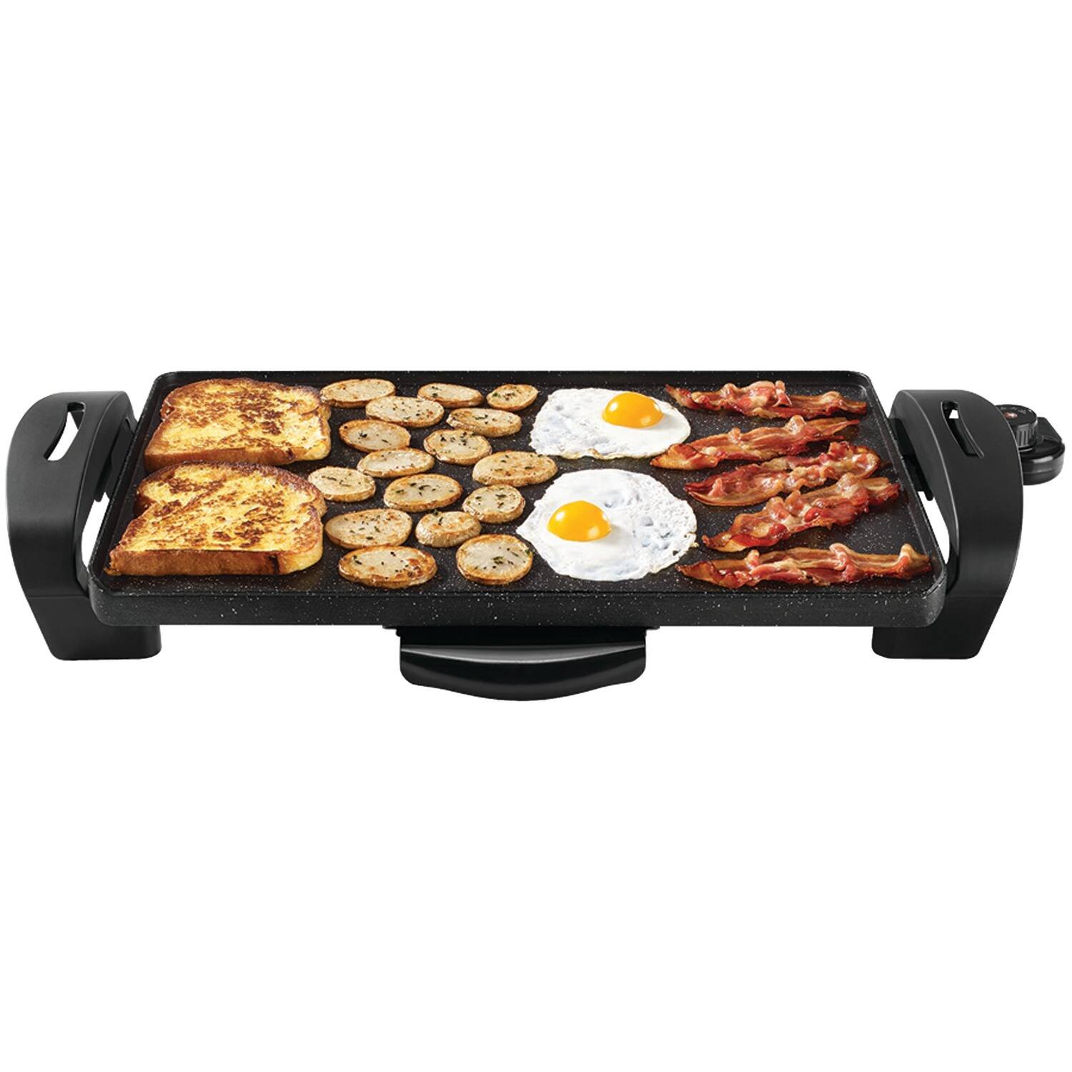 Left. THE ROCK by Starfrit - The Rock By Starfrit 024402-002-0000 19-in. X 13"-in. Electric Griddle - black.