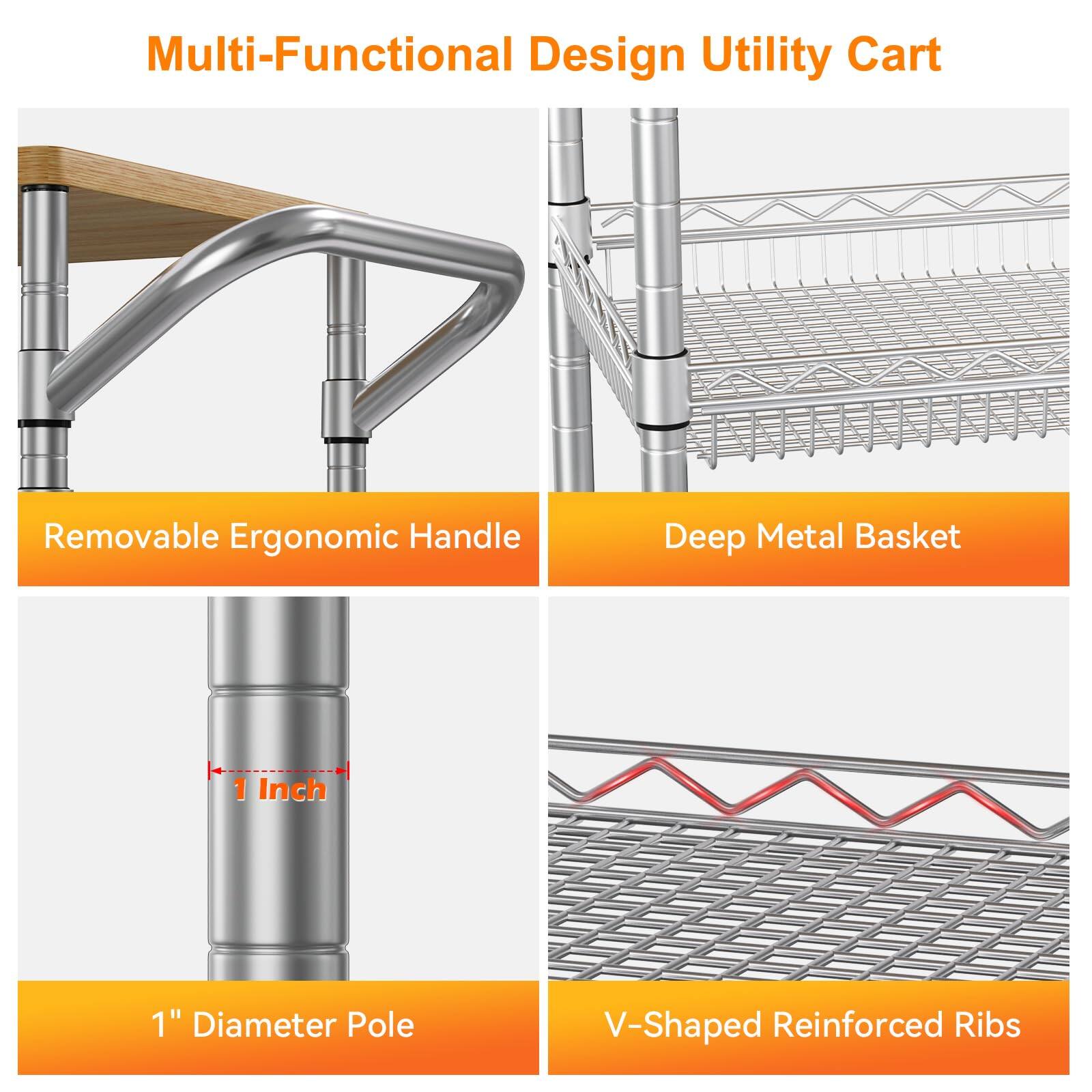 Multi-Functional Design Utility Cart

- Removable Ergonomic Handle
- Deep Metal Basket
- 1" Diameter Pole
- V-Shaped Reinforced Ribs