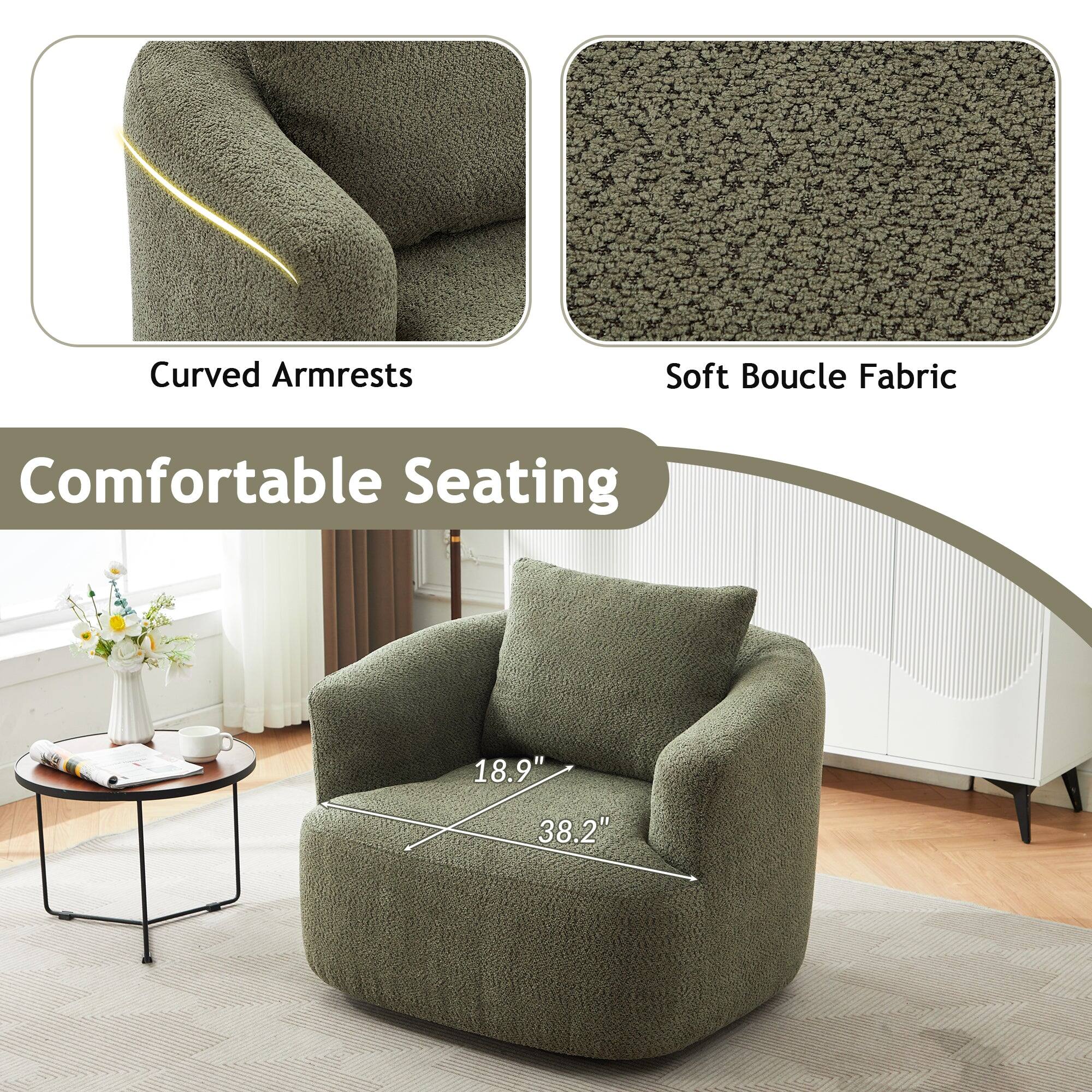 Curved Armrests  
Soft Boucle Fabric  
Comfortable Seating  
18.9"  
38.2"