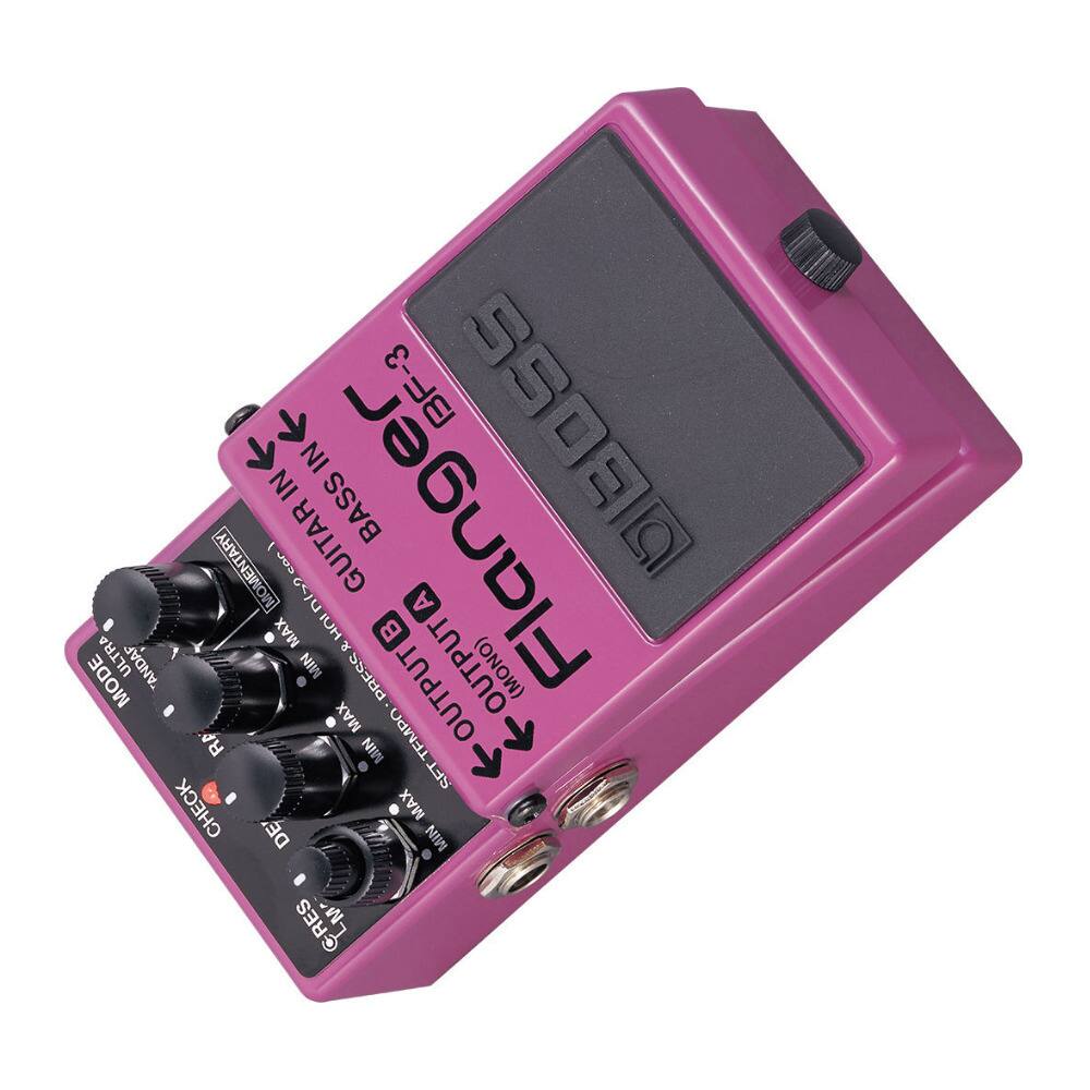 BF-3 Flanger  
GUITAR IN  
BASS IN  
OUTPUT  
MAX  
MIN  
CUTOFF  
DEPTH  
RATE  
WIDTH  
MODE  
OUTPUT  
MAX  
MIN  
TEMPO  
MAX  
MIN  
CHECK  
CRES