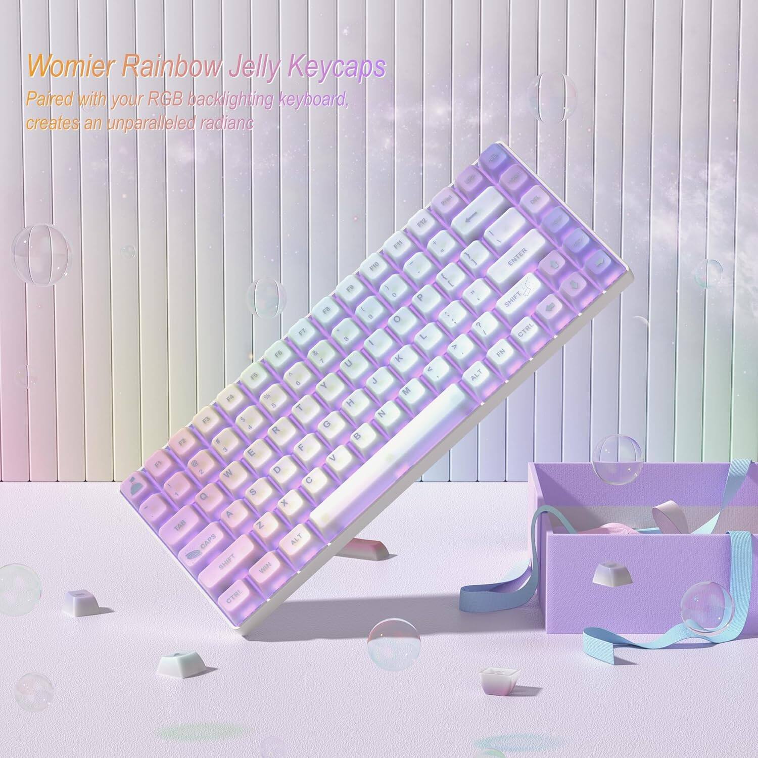 Womier Rainbow Jelly Keycaps  
Paired with your RGB backlighting keyboard, creates an unparalleled radiance