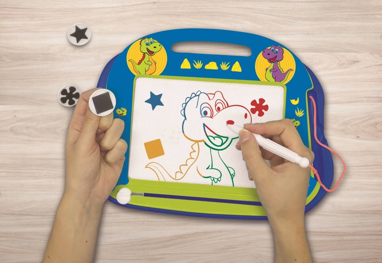 Alt View 9. Lexibook - Dinosaurs Magnetic Multicolor Drawing Board with Accessories A5 Format.