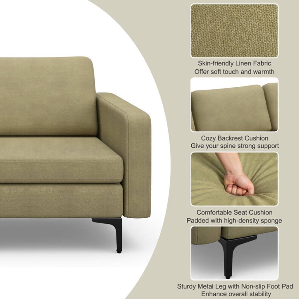 - Skin-friendly Linen Fabric: Offer soft touch and warmth
- Cozy Backrest Cushion: Give your spine strong support
- Comfortable Seat Cushion: Padded with high-density sponge
- Sturdy Metal Leg with Non-slip Foot Pad: Enhance overall stability