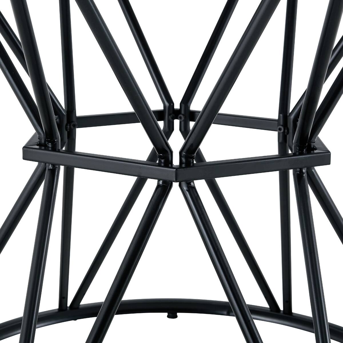 Alt View 10. Loheer - Loheer Round Dining Table with White Marble Pattern Top and Black Metal Base, 47.3-Inch Table for Four to Six - White and black.