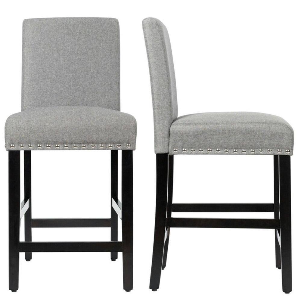 Left. Kadyn - 25 In Kitchen Chairs with Rubber Wood Legs-Gray, for Kitchen Island & Dining Room - Gray.