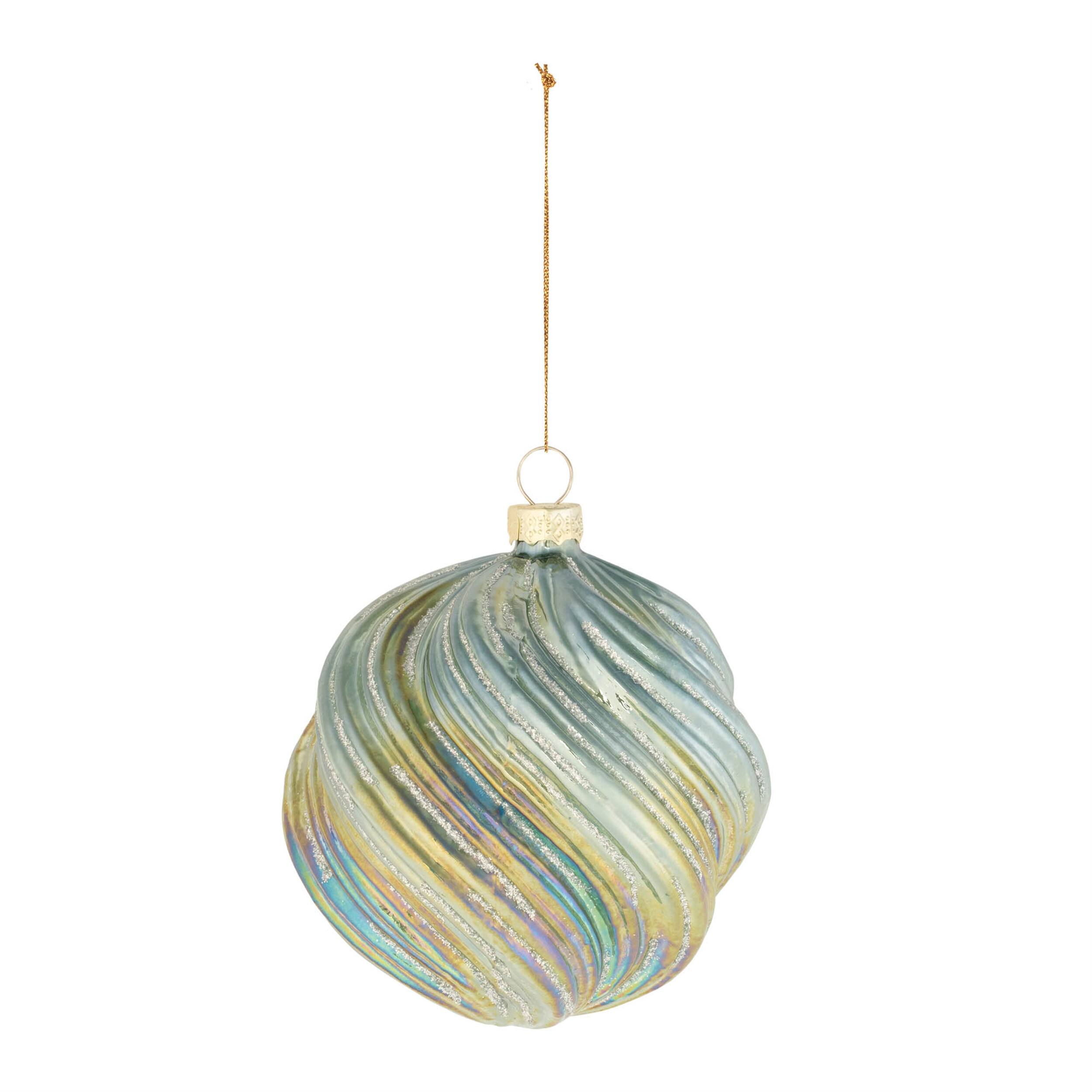Angle. BreeBe - Green Iridescent Ball Ornaments (Set of 6) - Green, Iridescent.